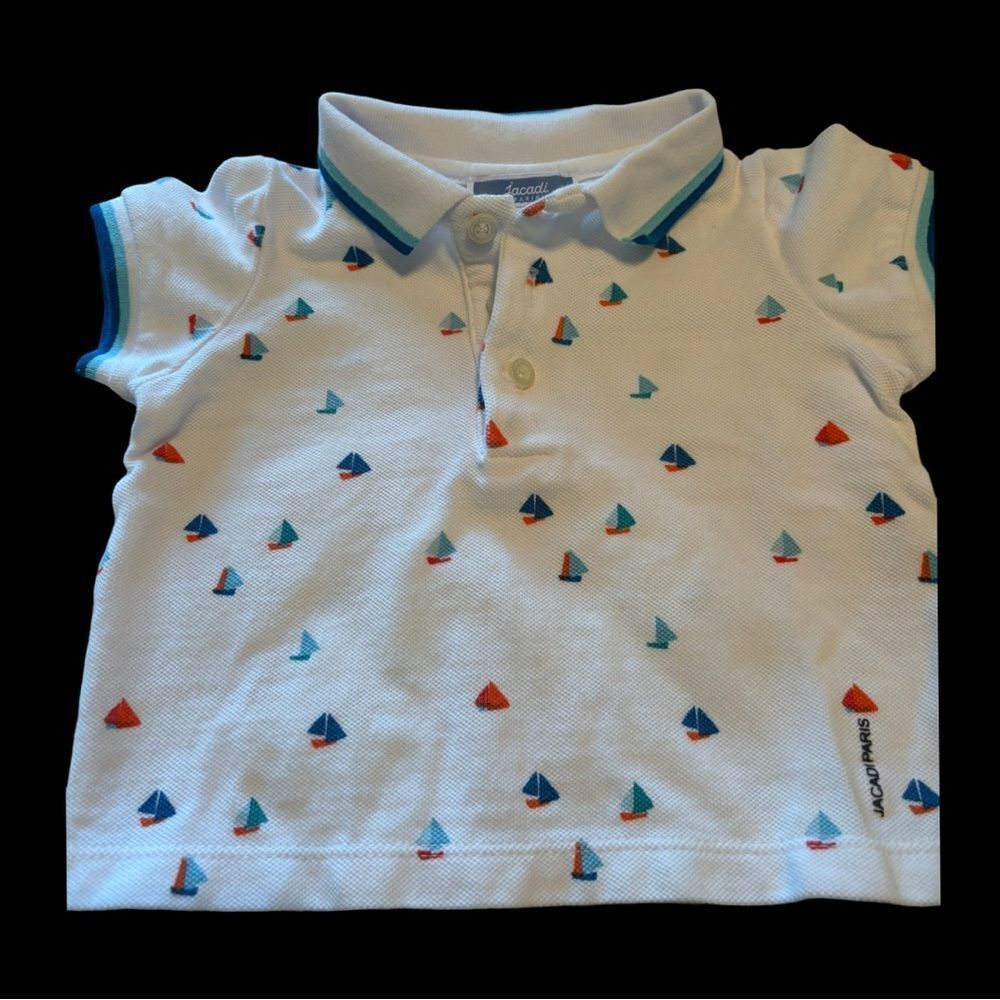Jacadi Polo with Colorful Sailboat Pattern